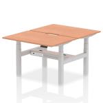 Air Back-to-Back 1200 x 800mm Height Adjustable 2 Person Bench Desk Beech Top with Scalloped Edge Silver Frame HA01646