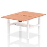Air Back-to-Back 1200 x 800mm Height Adjustable 2 Person Bench Desk Beech Top with Scalloped Edge White Frame HA01648
