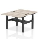 Air Back-to-Back 1200 x 800mm Height Adjustable 2 Person Bench Desk Grey Oak Top with Cable Ports Black Frame HA01650