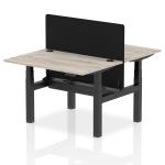 Air Back-to-Back 1200 x 800mm Height Adjustable 2 Person Bench Desk Grey Oak Top with Cable Ports Black Frame with Black Straight Screen HA01651