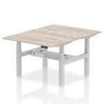 Air Back-to-Back 1200 x 800mm Height Adjustable 2 Person Bench Desk Grey Oak Top with Cable Ports Silver Frame HA01652