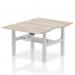 Air Back-to-Back 1200 x 800mm Height Adjustable 2 Person Bench Desk Grey Oak Top with Cable Ports Silver Frame HA01652