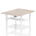 Air Back-to-Back 1200 x 800mm Height Adjustable 2 Person Bench Desk Grey Oak Top with Cable Ports White Frame HA01654