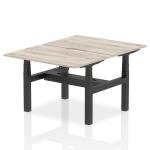 Air Back-to-Back 1200 x 800mm Height Adjustable 2 Person Bench Desk Grey Oak Top with Scalloped Edge Black Frame HA01656
