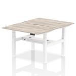 Air Back-to-Back 1200 x 800mm Height Adjustable 2 Person Bench Desk Grey Oak Top with Scalloped Edge White Frame HA01660