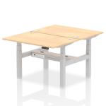 Air Back-to-Back 1200 x 800mm Height Adjustable 2 Person Bench Desk Maple Top with Cable Ports Silver Frame HA01664