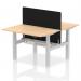 Air Back-to-Back 1200 x 800mm Height Adjustable 2 Person Office Bench Desk Maple Top with Cable Ports Silver Frame with Black Straight Screen HA01665