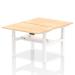 Air Back-to-Back 1200 x 800mm Height Adjustable 2 Person Bench Desk Maple Top with Cable Ports White Frame HA01666