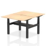 Air Back-to-Back 1200 x 800mm Height Adjustable 2 Person Bench Desk Maple Top with Scalloped Edge Black Frame HA01668