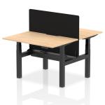 Air Back-to-Back 1200 x 800mm Height Adjustable 2 Person Bench Desk Maple Top with Scalloped Edge Black Frame with Black Straight Screen HA01669