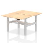 Air Back-to-Back 1200 x 800mm Height Adjustable 2 Person Bench Desk Maple Top with Scalloped Edge Silver Frame HA01670
