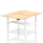 Air Back-to-Back 1200 x 800mm Height Adjustable 2 Person Bench Desk Maple Top with Scalloped Edge White Frame HA01672