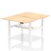 Air Back-to-Back 1200 x 800mm Height Adjustable 2 Person Bench Desk Maple Top with Scalloped Edge White Frame HA01672