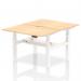 Air Back-to-Back 1200 x 800mm Height Adjustable 2 Person Office Bench Desk Maple Top with Scalloped Edge White Frame HA01672