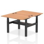 Air Back-to-Back 1200 x 800mm Height Adjustable 2 Person Bench Desk Oak Top with Cable Ports Black Frame HA01674