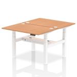 Air Back-to-Back 1200 x 800mm Height Adjustable 2 Person Bench Desk Oak Top with Cable Ports White Frame HA01678