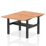 Air Back-to-Back 1200 x 800mm Height Adjustable 2 Person Bench Desk Oak Top with Scalloped Edge Black Frame HA01680