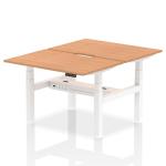 Air Back-to-Back 1200 x 800mm Height Adjustable 2 Person Bench Desk Oak Top with Scalloped Edge White Frame HA01684