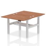 Air Back-to-Back 1200 x 800mm Height Adjustable 2 Person Bench Desk Walnut Top with Cable Ports Silver Frame HA01688