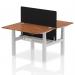 Air Back-to-Back 1200 x 800mm Height Adjustable 2 Person Office Bench Desk Walnut Top with Cable Ports Silver Frame with Black Straight Screen HA01689