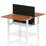 Air Back-to-Back 1200 x 800mm Height Adjustable 2 Person Bench Desk Walnut Top with Cable Ports White Frame with Black Straight Screen HA01691