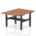 Air Back-to-Back 1200 x 800mm Height Adjustable 2 Person Bench Desk Walnut Top with Scalloped Edge Black Frame HA01692