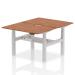 Air Back-to-Back 1200 x 800mm Height Adjustable 2 Person Bench Desk Walnut Top with Scalloped Edge Silver Frame HA01694