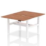 Air Back-to-Back 1200 x 800mm Height Adjustable 2 Person Bench Desk Walnut Top with Scalloped Edge White Frame HA01696