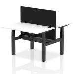 Air Back-to-Back 1200 x 800mm Height Adjustable 2 Person Bench Desk White Top with Cable Ports Black Frame with Black Straight Screen HA01699
