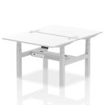 Air Back-to-Back 1200 x 800mm Height Adjustable 2 Person Bench Desk White Top with Cable Ports Silver Frame HA01700