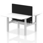 Air Back-to-Back 1200 x 800mm Height Adjustable 2 Person Bench Desk White Top with Cable Ports Silver Frame with Black Straight Screen HA01701