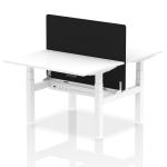 Air Back-to-Back 1200 x 800mm Height Adjustable 2 Person Bench Desk White Top with Cable Ports White Frame with Black Straight Screen HA01703