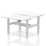 Air Back-to-Back 1200 x 800mm Height Adjustable 2 Person Bench Desk White Top with Scalloped Edge Silver Frame HA01706