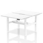 Air Back-to-Back 1200 x 800mm Height Adjustable 2 Person Bench Desk White Top with Scalloped Edge White Frame HA01708