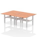 Air Back-to-Back 1200 x 800mm Height Adjustable 4 Person Bench Desk Beech Top with Cable Ports Silver Frame HA01712