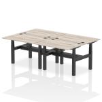 Air Back-to-Back 1200 x 800mm Height Adjustable 4 Person Bench Desk Grey Oak Top with Cable Ports Black Frame HA01722