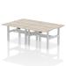 Air Back-to-Back 1200 x 800mm Height Adjustable 4 Person Bench Desk Grey Oak Top with Cable Ports Silver Frame HA01724