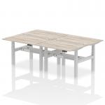 Air Back-to-Back 1200 x 800mm Height Adjustable 4 Person Bench Desk Grey Oak Top with Cable Ports Silver Frame HA01724