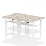 Air Back-to-Back 1200 x 800mm Height Adjustable 4 Person Bench Desk Grey Oak Top with Cable Ports White Frame HA01726