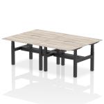 Air Back-to-Back 1200 x 800mm Height Adjustable 4 Person Bench Desk Grey Oak Top with Scalloped Edge Black Frame HA01728