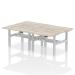 Air Back-to-Back 1200 x 800mm Height Adjustable 4 Person Bench Desk Grey Oak Top with Scalloped Edge Silver Frame HA01730
