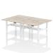 Air Back-to-Back 1200 x 800mm Height Adjustable 4 Person Bench Desk Grey Oak Top with Scalloped Edge White Frame HA01732