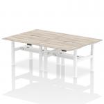 Air Back-to-Back 1200 x 800mm Height Adjustable 4 Person Bench Desk Grey Oak Top with Scalloped Edge White Frame HA01732