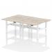 Air Back-to-Back 1200 x 800mm Height Adjustable 4 Person Bench Desk Grey Oak Top with Scalloped Edge White Frame HA01732