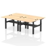 Air Back-to-Back 1200 x 800mm Height Adjustable 4 Person Bench Desk Maple Top with Cable Ports Black Frame HA01734