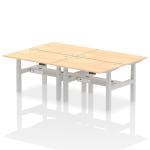 Air Back-to-Back 1200 x 800mm Height Adjustable 4 Person Bench Desk Maple Top with Cable Ports Silver Frame HA01736
