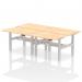 Air Back-to-Back 1200 x 800mm Height Adjustable 4 Person Office Bench Desk Maple Top with Cable Ports Silver Frame HA01736