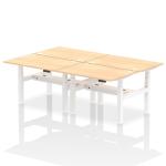 Air Back-to-Back 1200 x 800mm Height Adjustable 4 Person Bench Desk Maple Top with Cable Ports White Frame HA01738