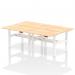 Air Back-to-Back 1200 x 800mm Height Adjustable 4 Person Office Bench Desk Maple Top with Cable Ports White Frame HA01738