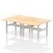 Air Back-to-Back 1200 x 800mm Height Adjustable 4 Person Bench Desk Maple Top with Scalloped Edge Silver Frame HA01742